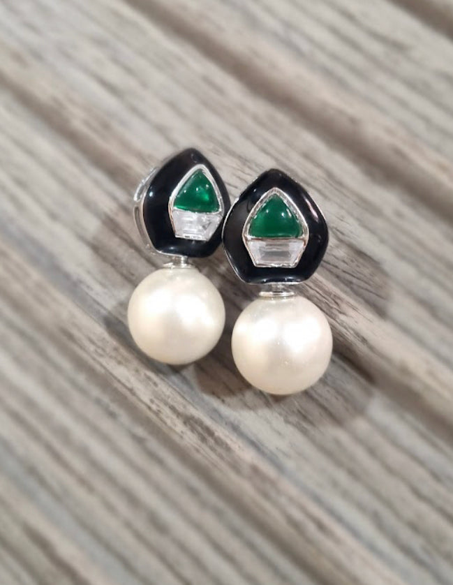 Emerald pearl drop on sale earrings