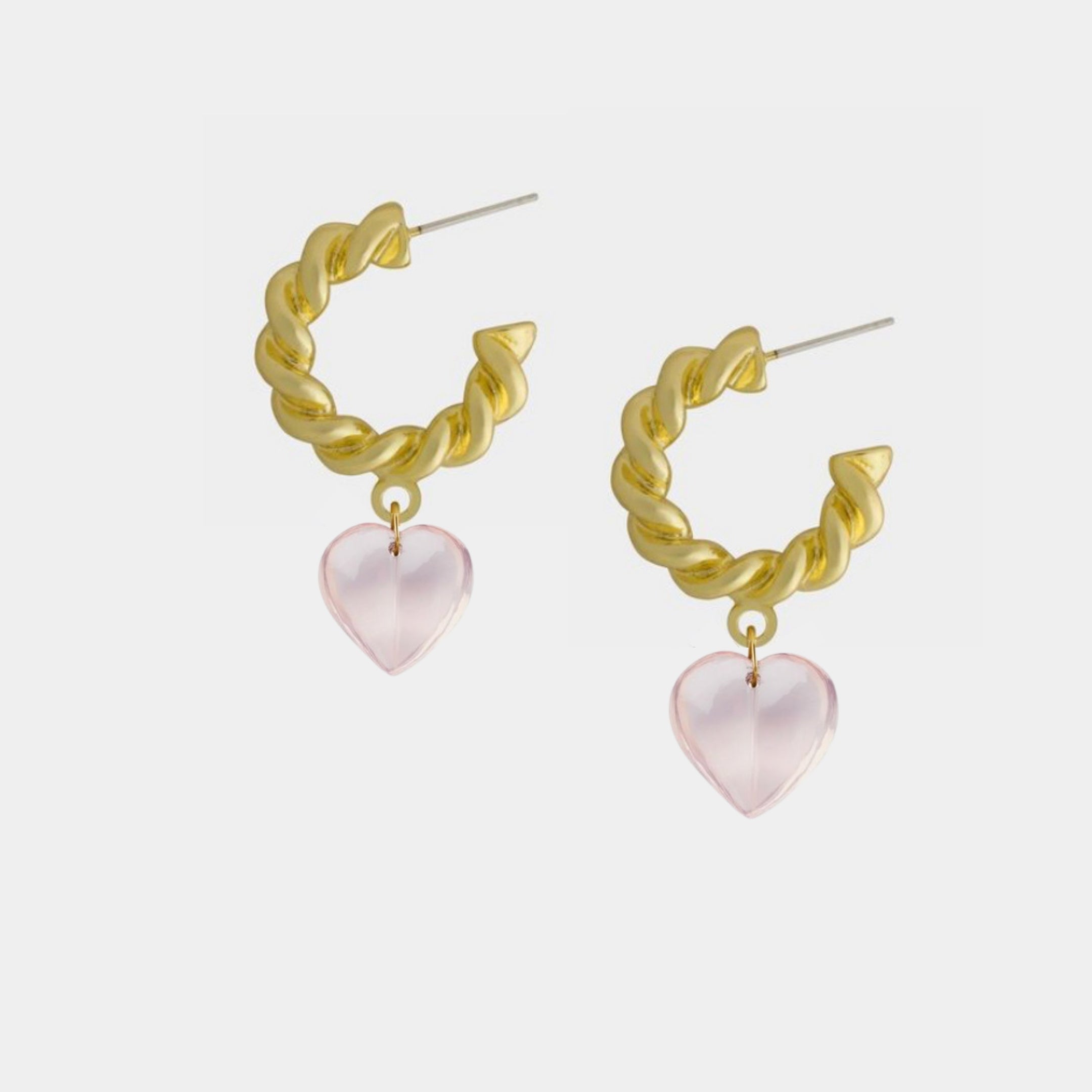 Heart Quartz Hoop Earrings in 92.5 Silver - Amrrutam