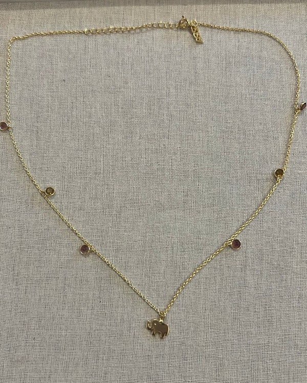 925 Silver Tourmaline Elephant Necklace - LIMITED EDITION - Amrrutam 