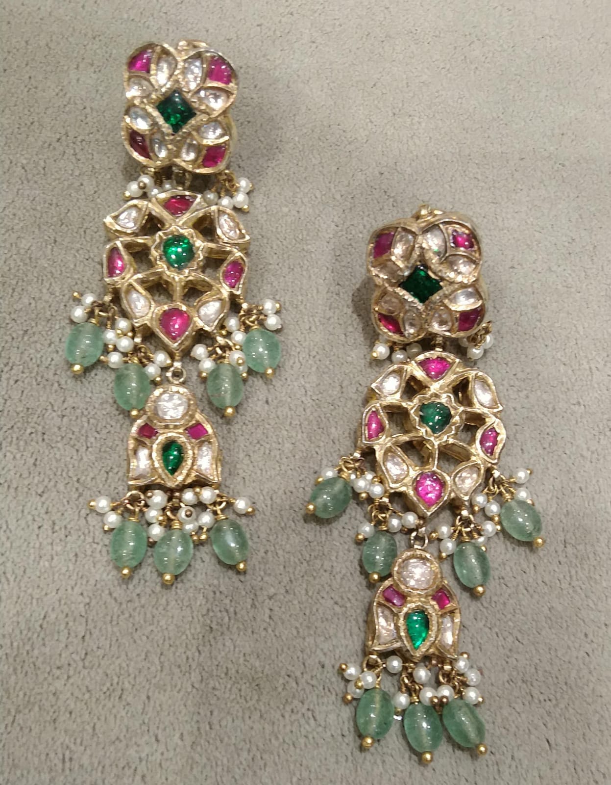 925 Silver Amaitra Polki Long Earring