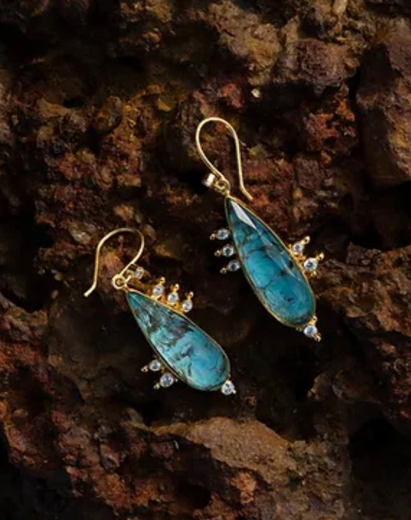 925 Silver Turquoise Doublet Drop Earring - LIMITED EDITION - Amrrutam 
