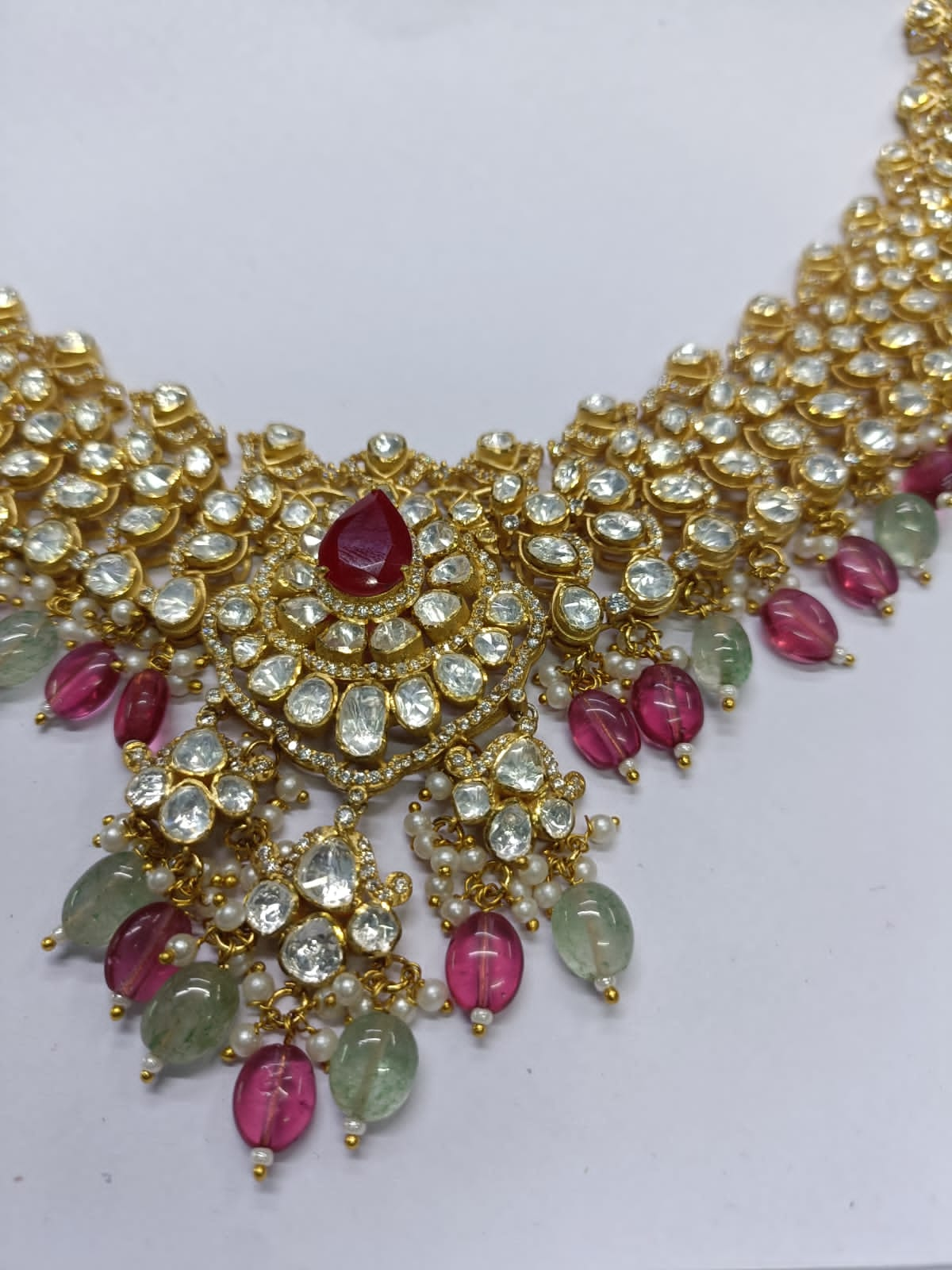 925 Silver Meera Polki Necklace