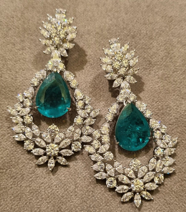 925 Silver Dewdrop Emerald CZ Earring - Amrrutam 