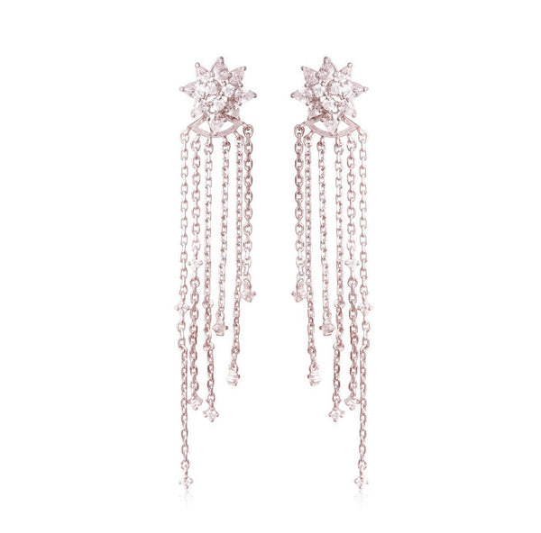 925 Silver Celestial CZ Long Earrings