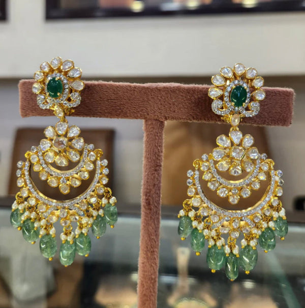 925 Silver Shrishti Polki Chandbali Earring