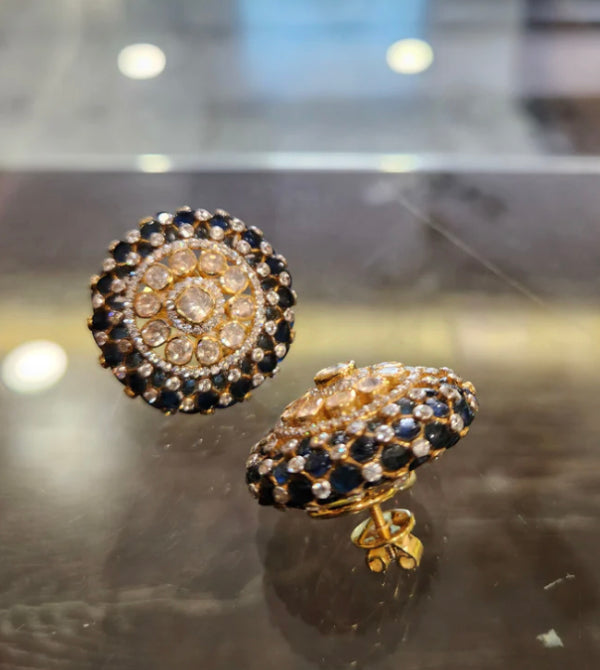 925 Silver Benazir Blue Polki Stud Earring