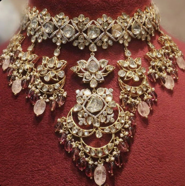 925 Silver Naiyyar Ruby Polki Necklace - Amrrutam 