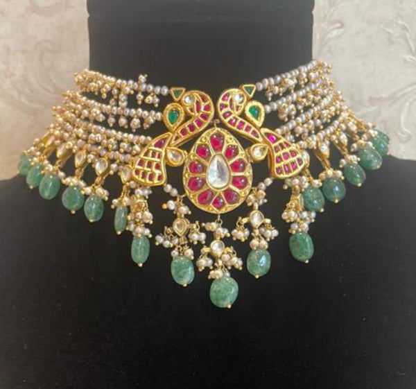 925 Silver Uttrai Mor Choker Necklace - Amrrutam 