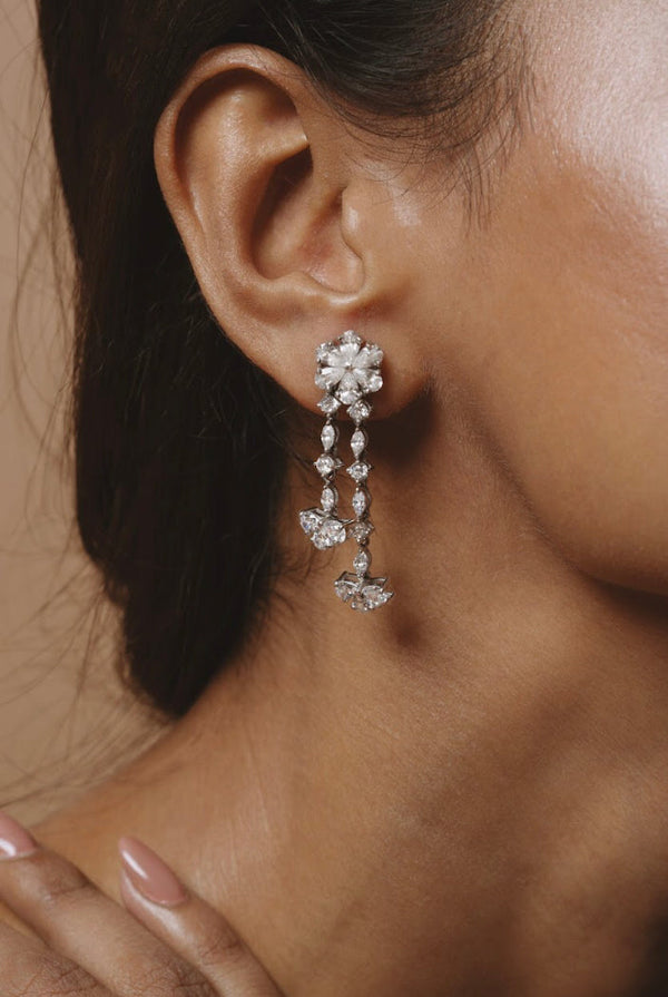 925 Silver Garner CZ Drop Earrings - Amrrutam 