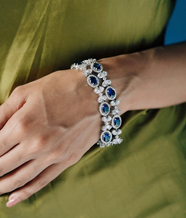 925 Silver Kreta Blue CZ bracelet - Amrrutam 