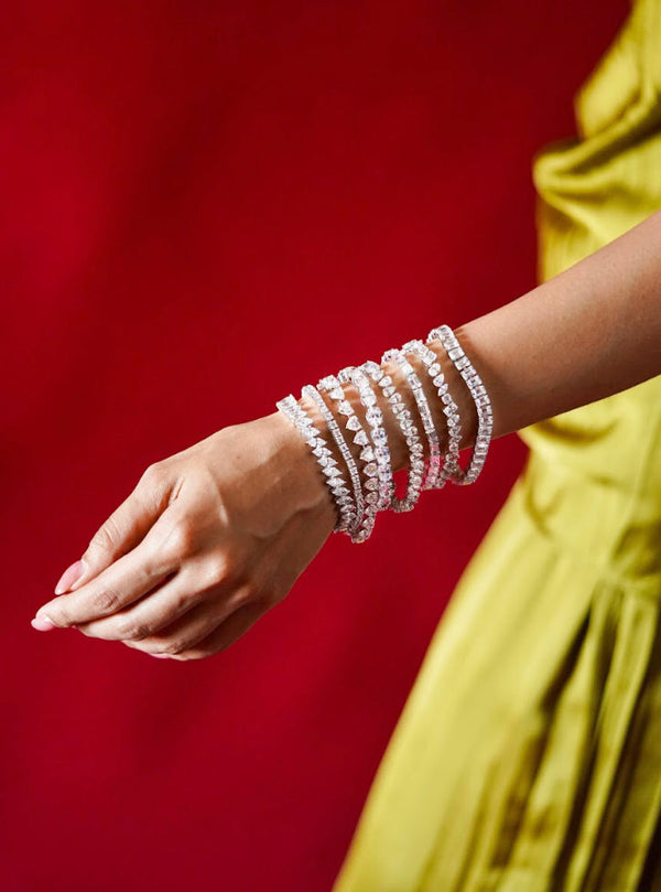 925 Silver Shivasa Pear Shape CZ bracelet - Amrrutam 