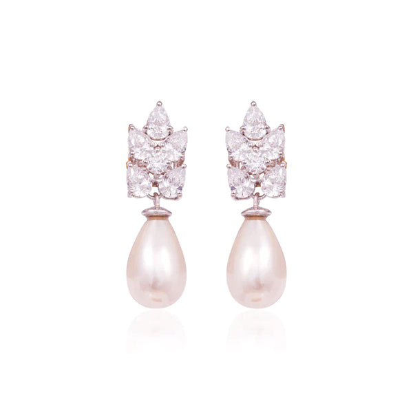 925 Silver Doris CZ Pearl Earrings - Amrrutam 