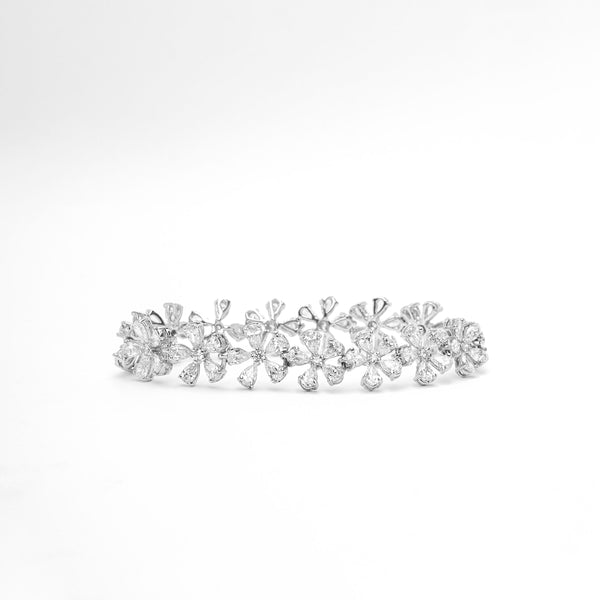 925 Silver Cathie Floral Swarovski Bracelet - Amrrutam 