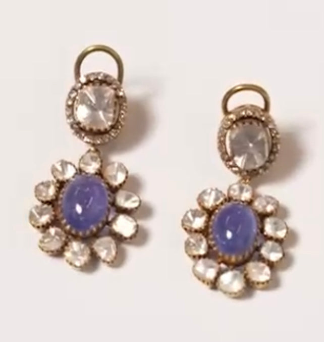 925 Silver Tanzanite Uncut Diamond Earring