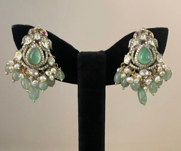 925 Silver Drivya Polki Drop Earring