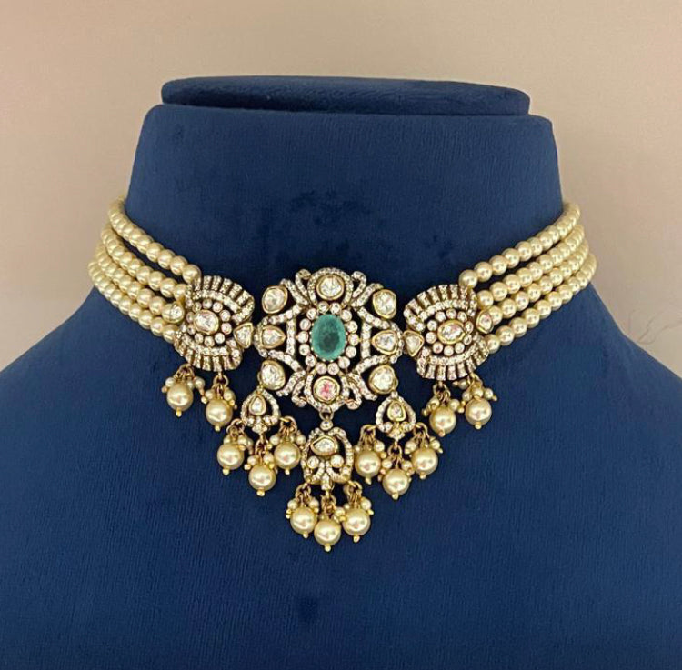 925 Silver Amanta Polki Choker Necklace