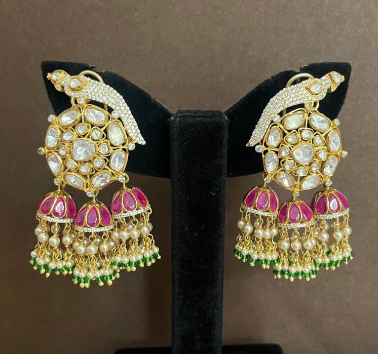 925 Silver Badari Polki Festive Earring