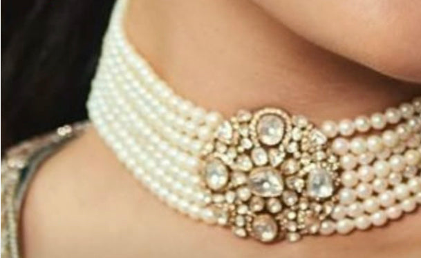 925 Silver Sunehri Polki Choker Necklace