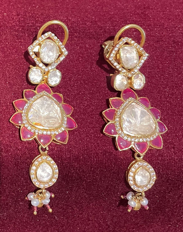 925 Silver Gulabo Polki Earring - Amrrutam Jewellery