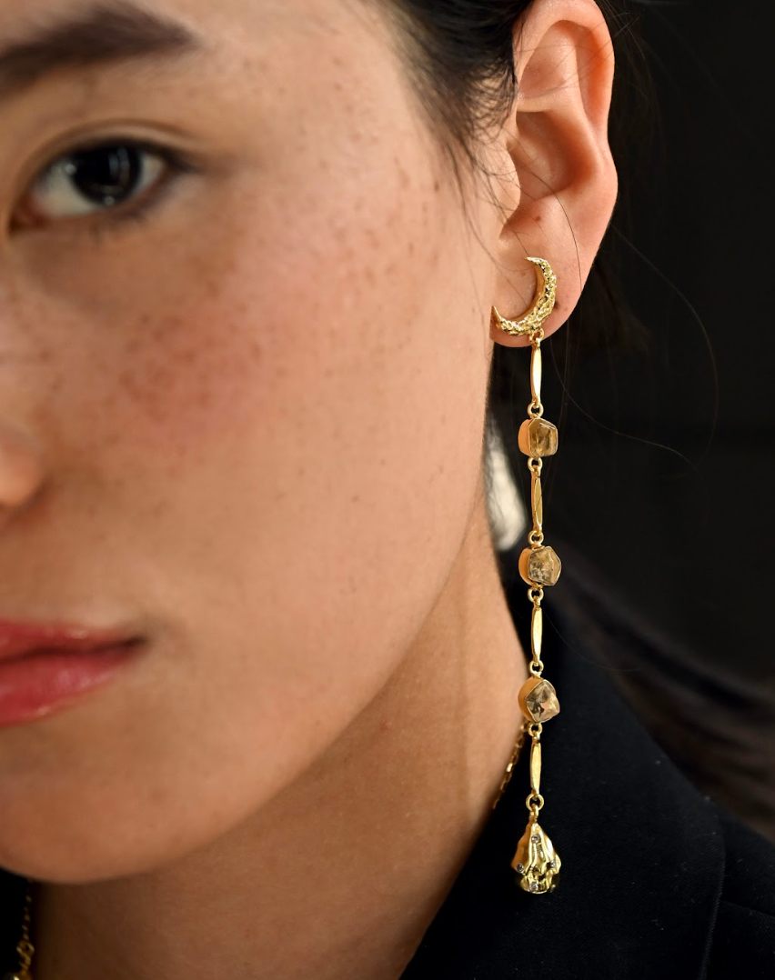 Crescent moon statement earrings for women