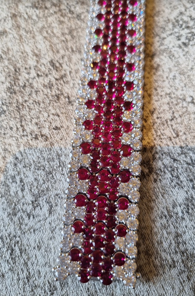 925 Silver Ruby Dewdrop Bracelet - Amrrutam