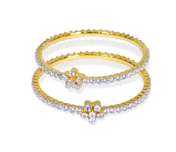 925 Silver Swastika Swarovski Bangle Set - Amrrutam Jewellery