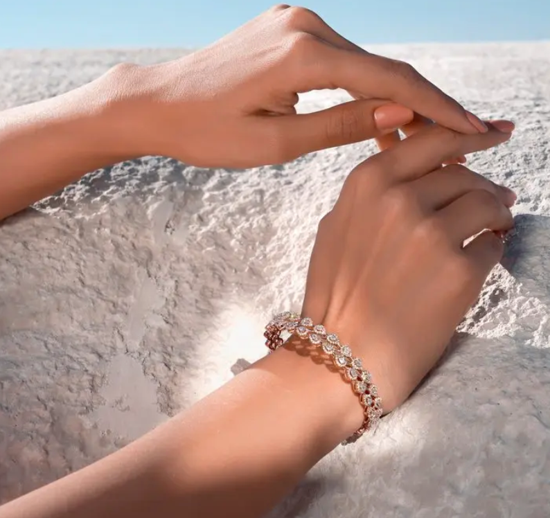 925 Silver Rose Gold Pear Bracelet - Amrrutam Jewellery