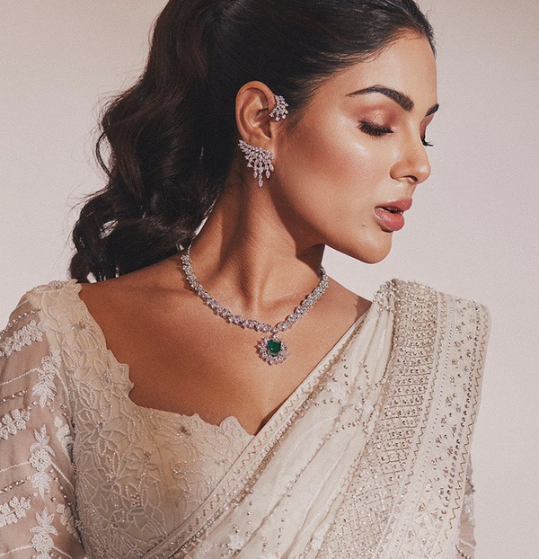 925 Silver Semelina Emerald CZ Necklace - Amrrutam Jewellery