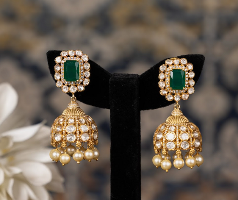 Emerald Jhumka Earrings