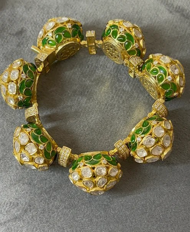 925 Silver Kavya Gajra Polki Bangle - Amrrutam Jewellery