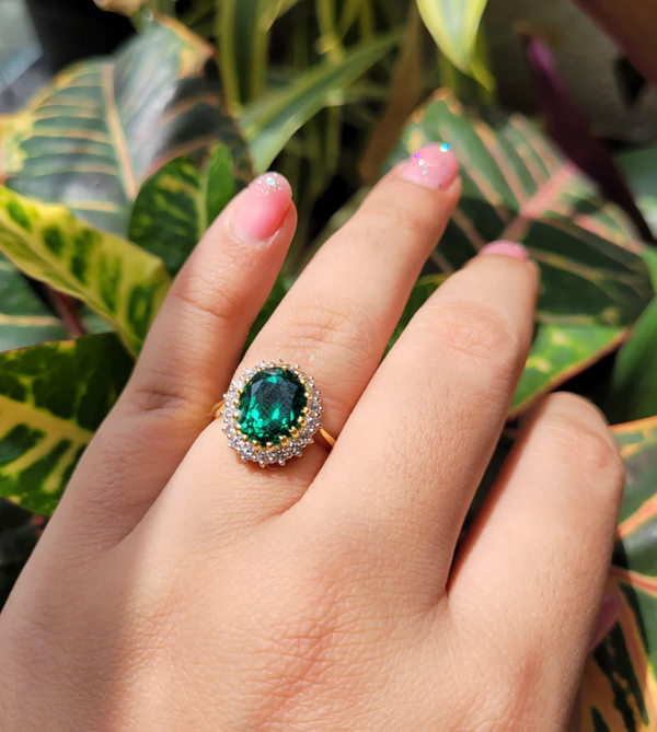 925 Silver Royal Emerald Green Ring - Amrrutam Jewellery