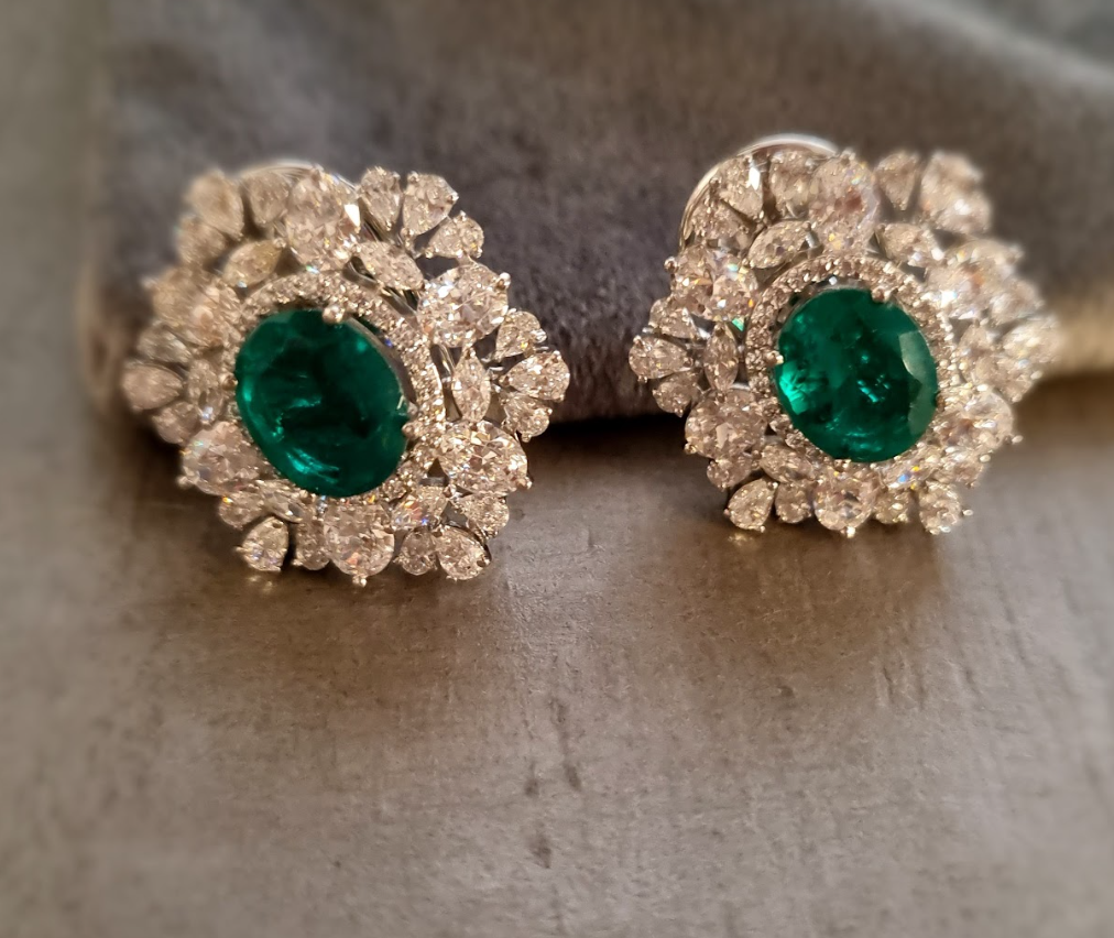 925 Silver Lima Emerald CZ Stud Earrings