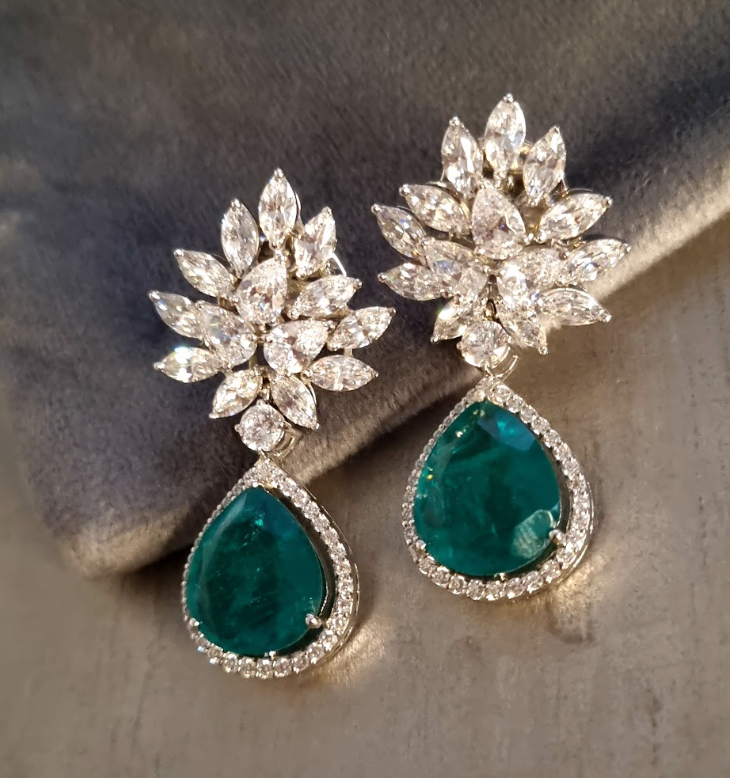 925 Silver Amelia Emerald Drop Earrings