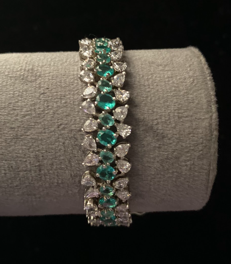 925 Silver Swarovski Tiara Green Bracelet