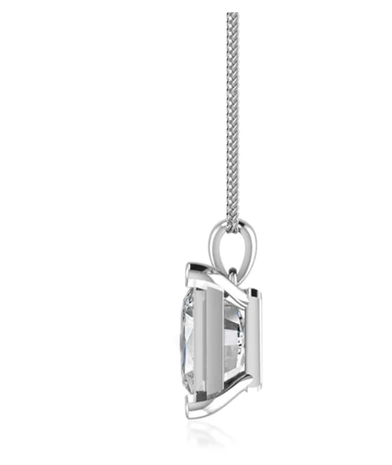 14K Gold Emerald Cut Lab Diamond Pendant Necklace