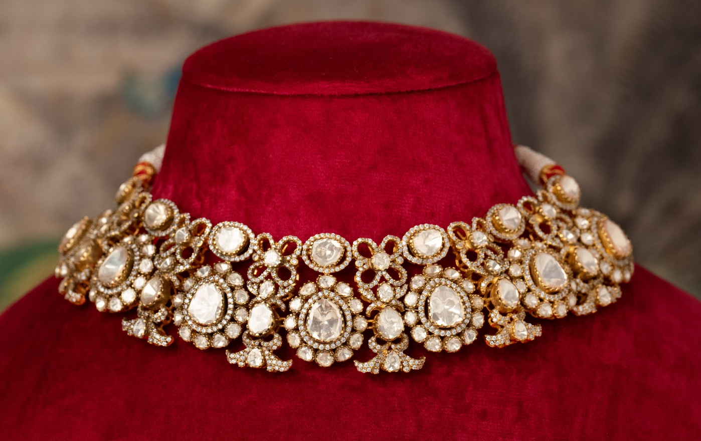 925 Silver Begum Polki Choker Necklace