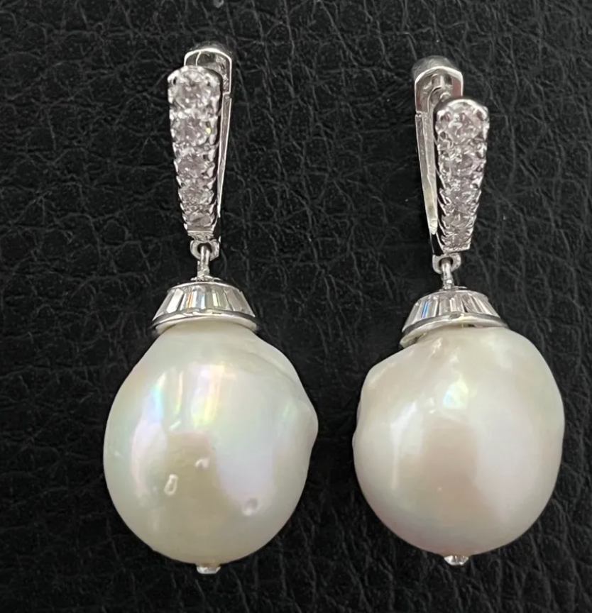 925 Silver Baroque Pearl Drop Earrings