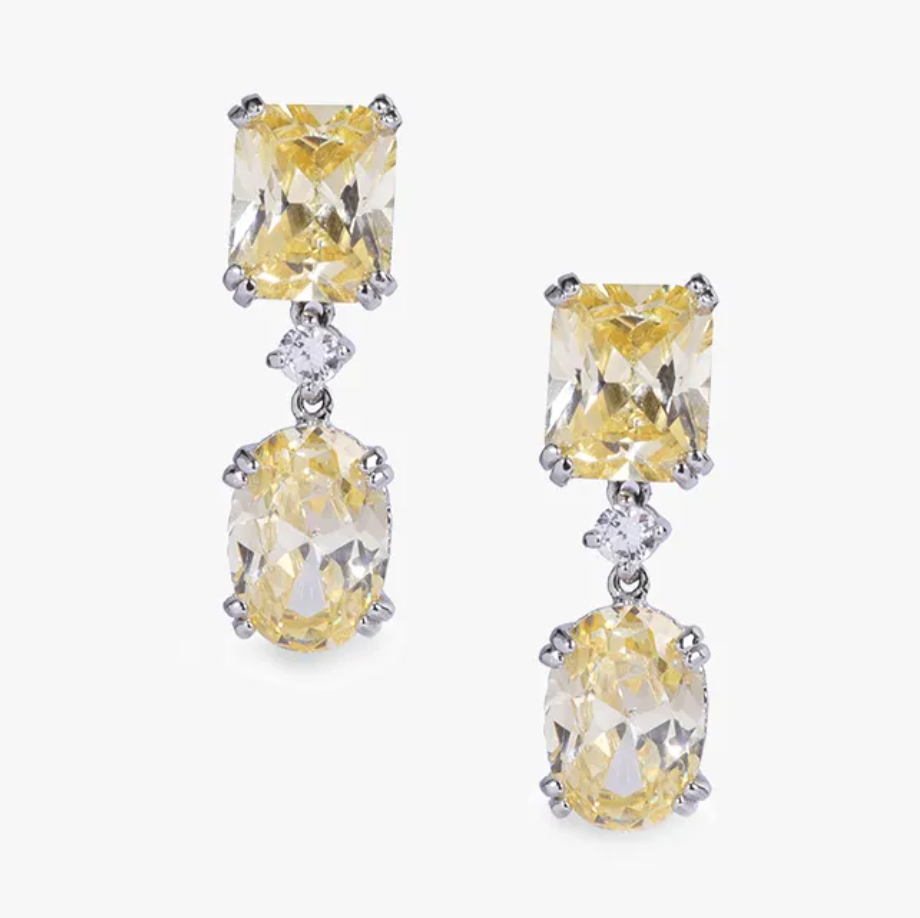 925 Silver Yellow Sapphire Drop Earring