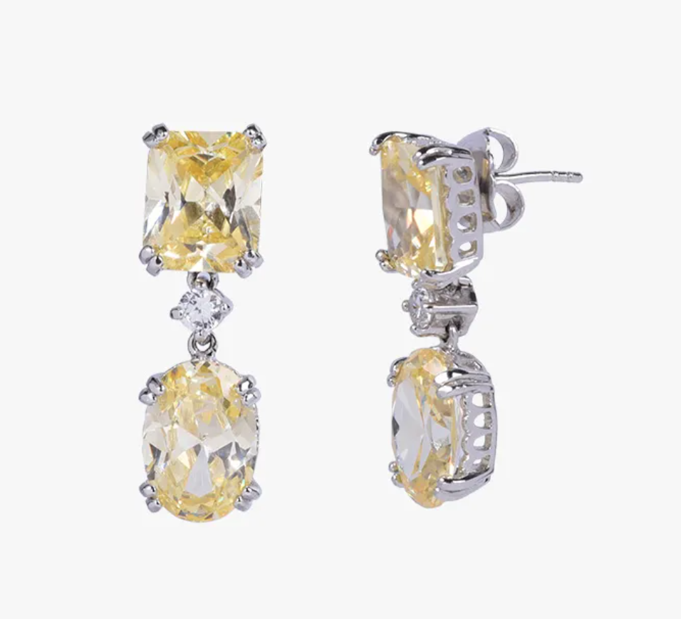 925 Silver Yellow Sapphire Drop Earring