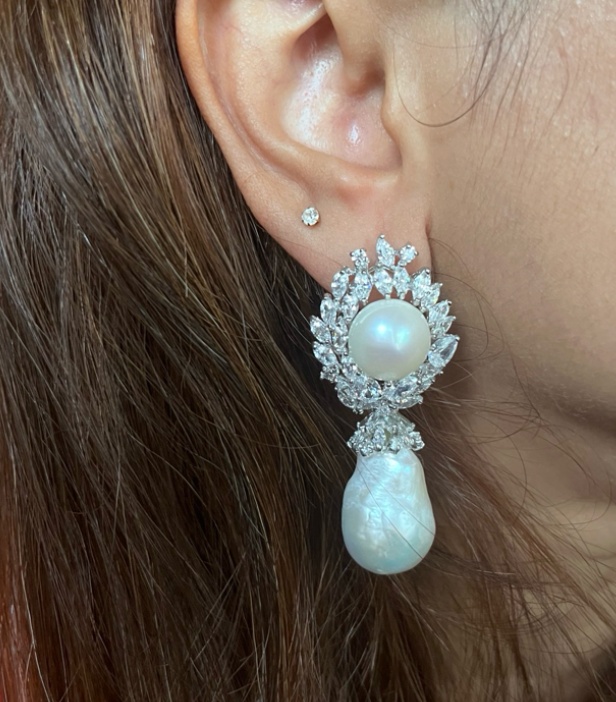 925 Silver Detachable Pearl Drop Earring