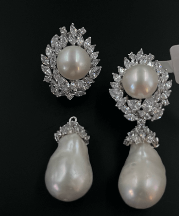 925 Silver Detachable Pearl Drop Earring