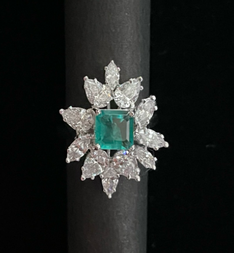 925 Silver Reyaz Emerald CZ Ring