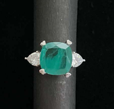 925 Silver Palash Emerald CZ Ring