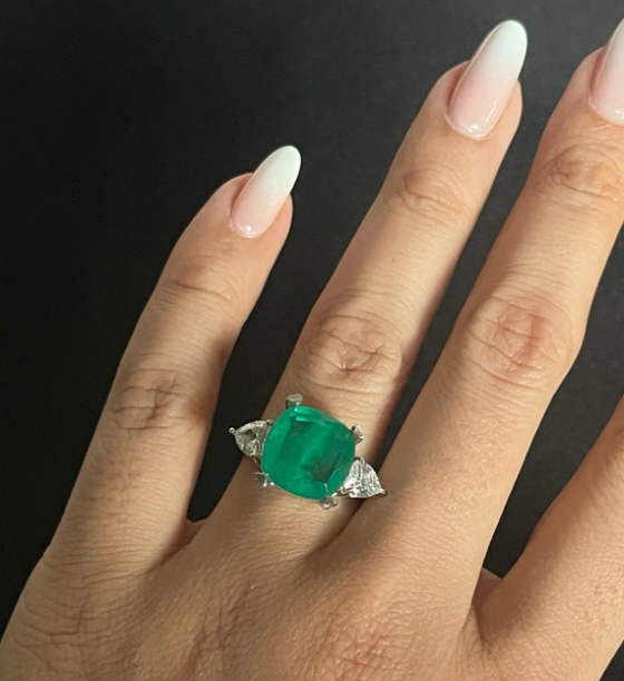 925 Silver Palash Emerald CZ Ring