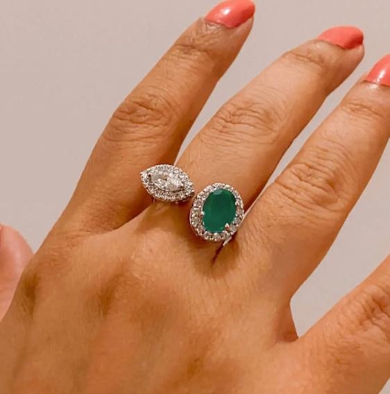 925 Silver Debbie Emerald CZ Ring