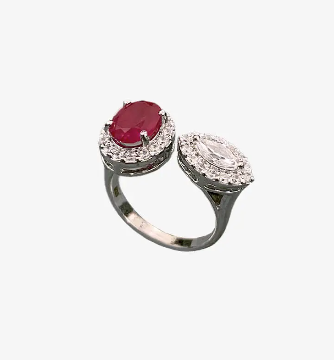 925 Silver Debbie Ruby CZ Ring