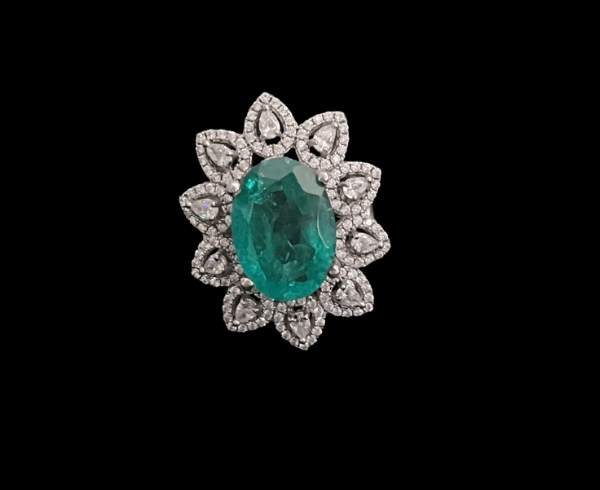 925 Silver Ashva Emerald CZ Ring