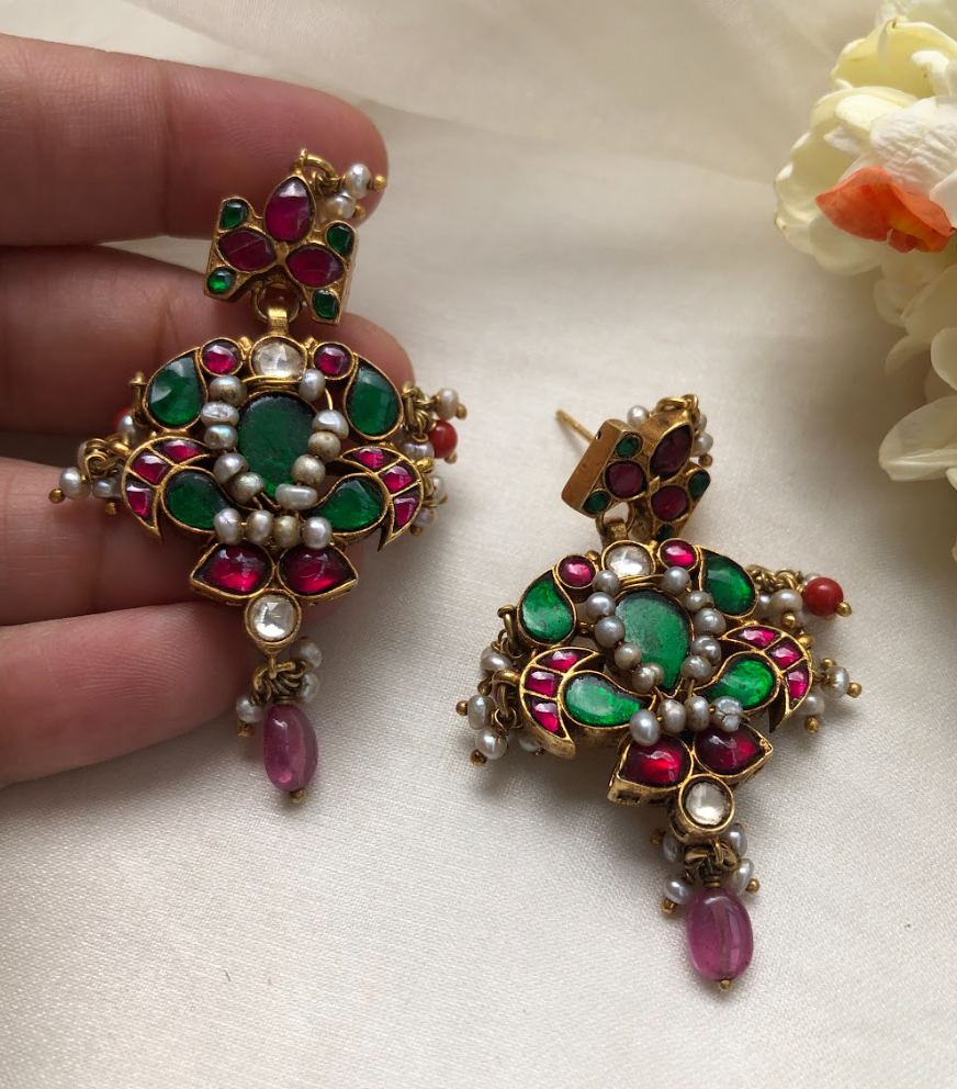 925 Silver Aarya Kundan Pearl Earrings