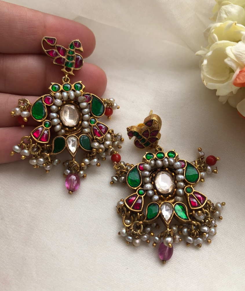 925 Silver Rasila Kundan Pearl Earrings