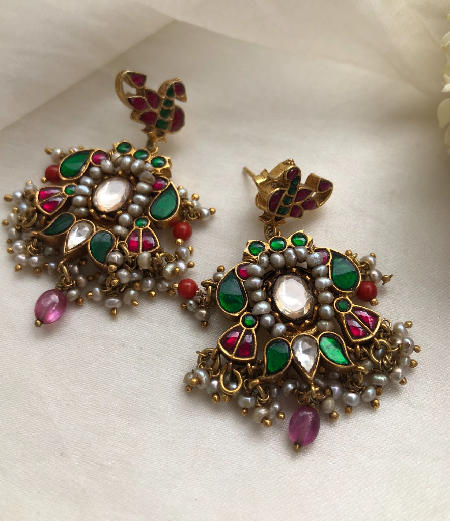 925 Silver Rasila Kundan Pearl Earrings